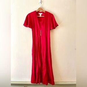 Vintage Sarah Richard’s Layerd Dress- back lacing-Red-Size L